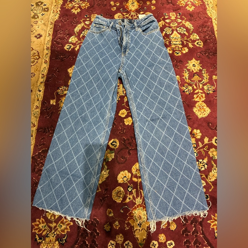Hollister Blue Diamond Pattern Women Jeans